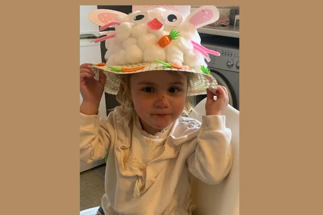 A very fluffy Easter bunny on 2-year-old Marni Nesbitt's spring bonnet.