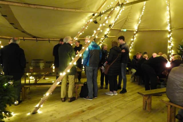 Inside the tipi during its test night on Thursday. Picture by Anne Hopper.