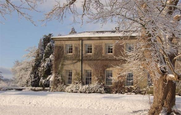 Linden Hall in the snow.