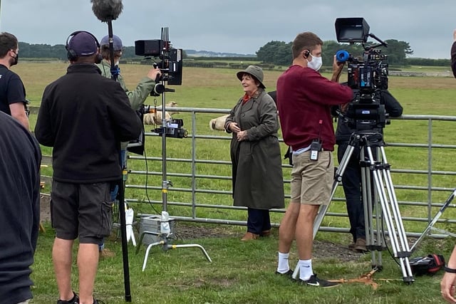 Brenda Blethyn, who plays DCI Vera Stanhope, during filming in Boulmer village, one of the locations for series 11 of the popular ITV crime drama Vera.