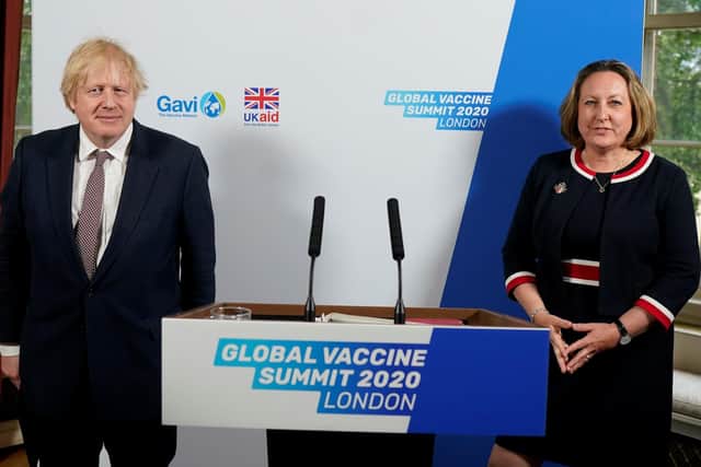 Prime Minister Boris Johnson and Berwick MP Anne-Marie Trevelyan, Secretary of State for International Development, at the Global Vaccine Summit.