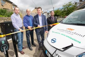 From left, Matt Baker, director for climate change, Coun John Riddle, Guy Opperman MP and Diego Perera-Solis, assistant project manager.
