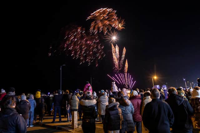 Thousands of people took in the firework display at Blyth beach.