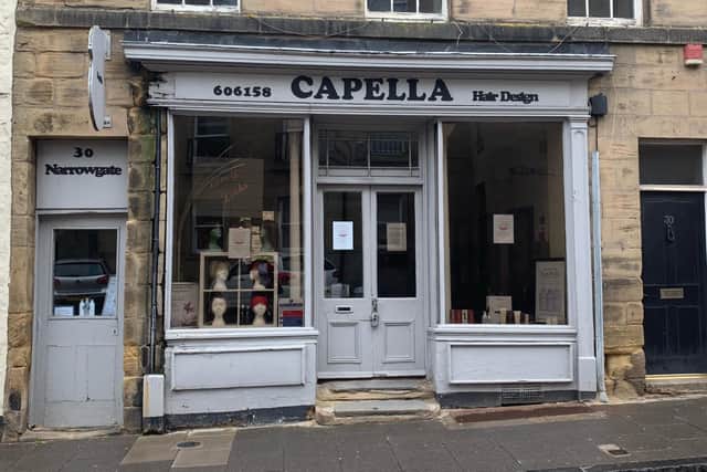 Capella hair salon in Narrowgate, Alnwick.