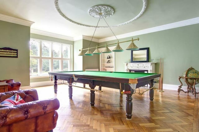 The billiards room with full size snooker table.