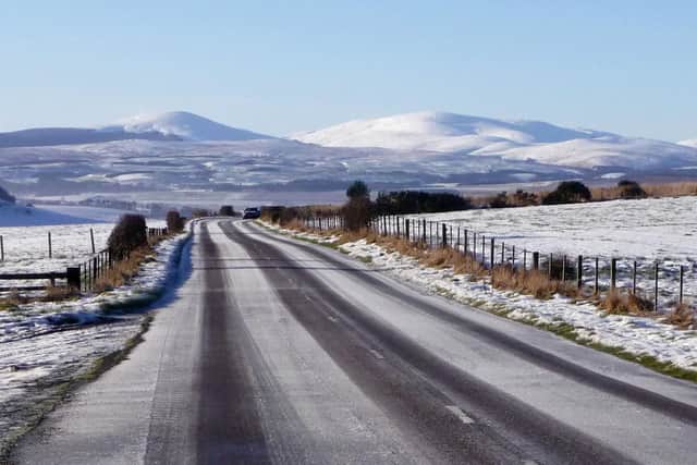 A snowy view towards Wooler and the Cheviots.