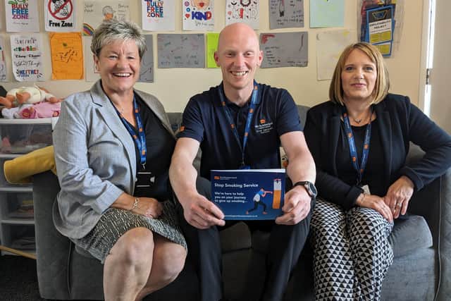 From the left, Susan Ogle, head of housing at the council, stop smoking practitioner Mark Foden, and public health manager Nicola Cowell. (Photo by Northumberland County Council)