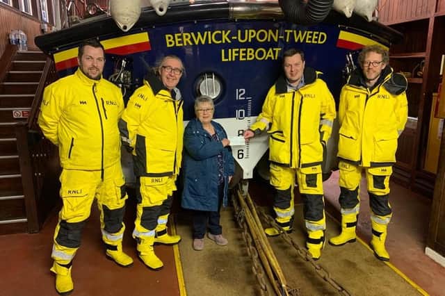 Cheque presentation from members of Norham WI to Berwick-upon-Tweed RNLI.