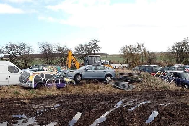 Scrap vehicles on site at Leiper's land in Unthank Square.