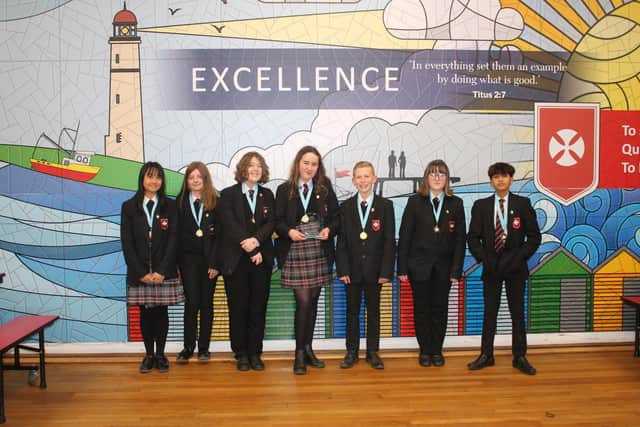 Some of the St Benet Biscop pupils that help the school to the top prize. (Photo by St Benet Biscop)