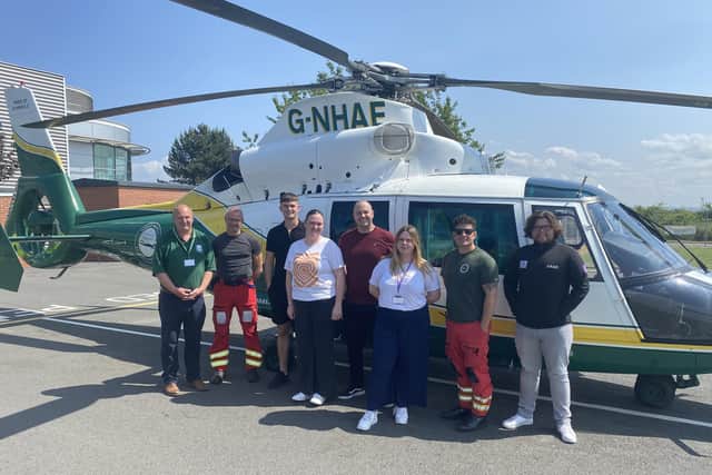 Members of the ROAR Digital Marketing team visiting Great North Air Ambulance Service HQ. (Photo by ROAR)