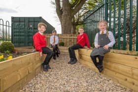 Students from St Bede's in their new memorial garden.
