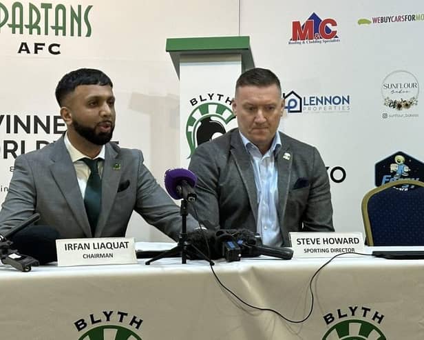 New chairman Irfan Liaquat and sporting director Steve Howard announced the change of ownership in February. (Photo by Blyth Spartans)