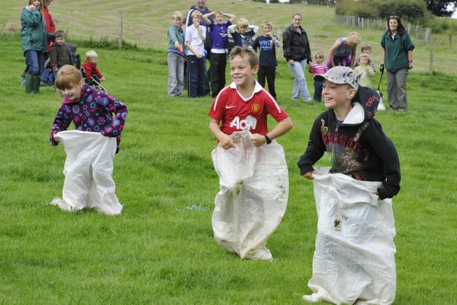 Fun and games in the sack race.