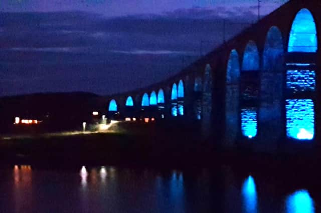 Berwick’s biggest bridge was lit up in Mary’s Meals’ distinctive bright blue colour on two nights.