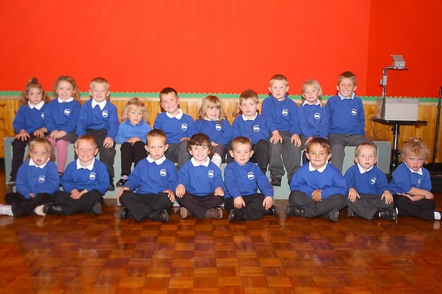 New starters in the Reception Class of Amble Links First School in September 2004.