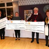 Representatives of the three charities with Rhona Dunn and Julie Mulqueen of Morpeth Rotary Club.