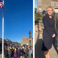 Union Flag raised during ceremony at Berwick War Memorial