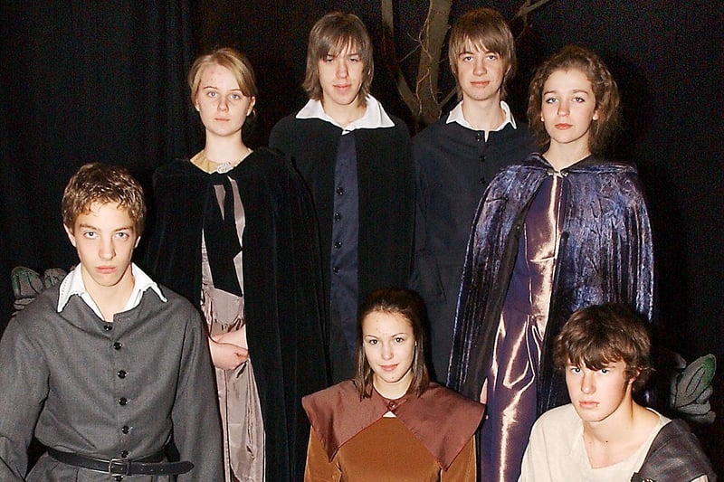 The main characters in the Duchess's High School production of The Clearing in October 2004.
