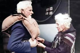 Cresswell coxswain William Brown and his wife (colourised).