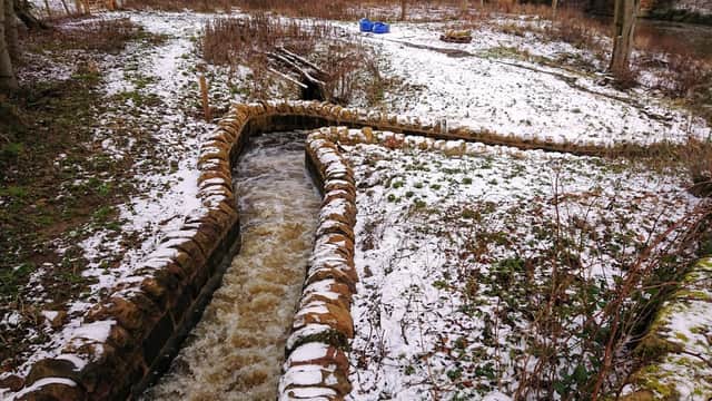 The new fish pass on the River Aln.