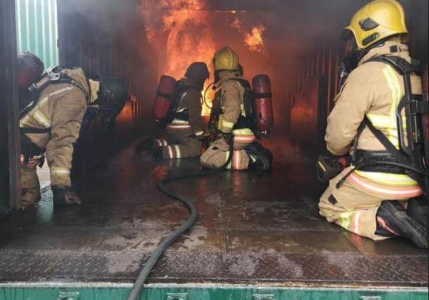 A fire training exercise.