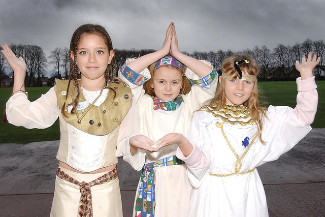 Pupils from Duke's Middle School, Alnwick, dressed up on Egyptian Day in November 2004.