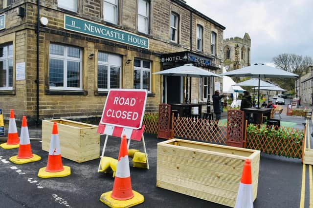 The road closure at the Newcastle House in Rothbury.
