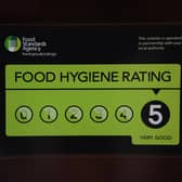 Hygiene ratings are ranked from zero to five.
