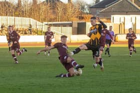 Action from Berwick Rangers against Hearts B. Rangers say the proposed Conference League would result in too many games against SPFL B teams. Picture: Alan Bell