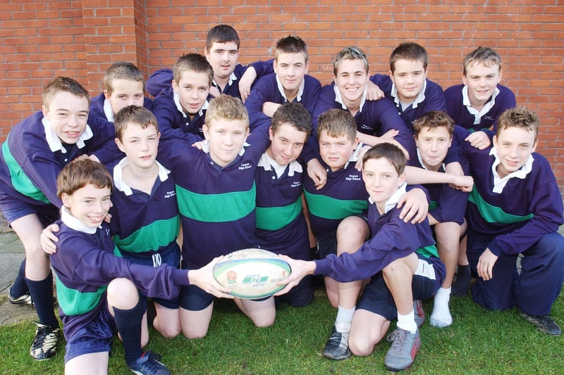 The rugby squad at Coquet High School, Amble, in November 2003.