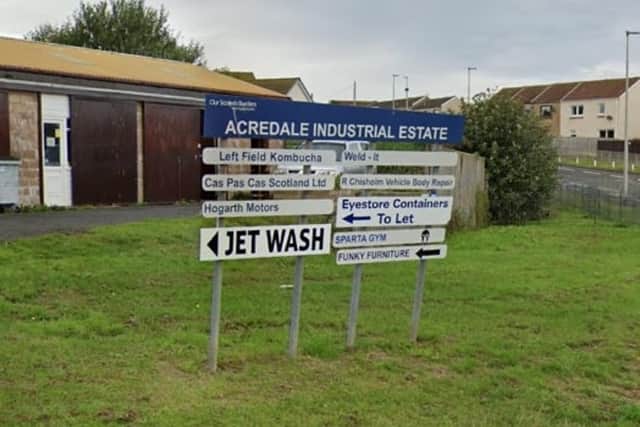 Signage for the Acredale Industrial Estate. Picture from Google.