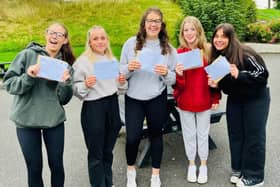 King Edward VI School students on A-level results day.