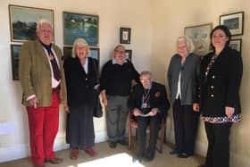 From left, The Sheriff of Berwick, The Sheriff’s Lady, Jim Coltman, The Mayor of Berwick, The Mayoress and Coun Georgina Hill, whose father served as an Officer with the KOSB.