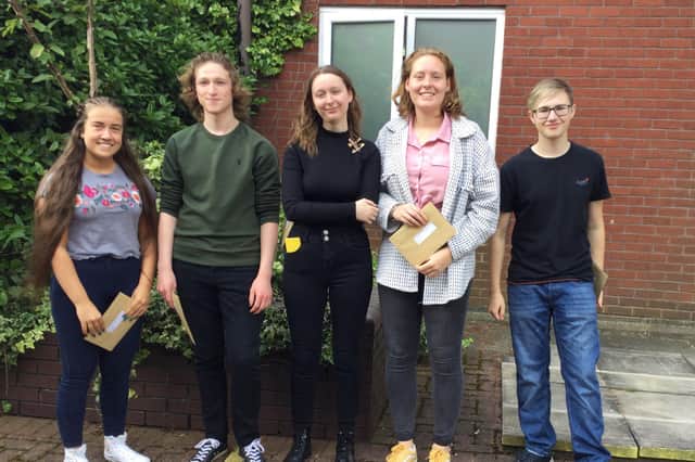 Successful James Calvert Spence College A-level students, from left, Charlotte Mossman, Adam Moyle, Sian Moyle, Maya McGarvey and Nathan Stotter.