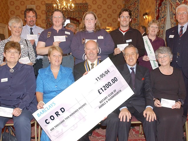 FRED CALVERT, AMBLE AND WARKWORTH ROTARY CLUB, PRESENTATION OF CHEQUES