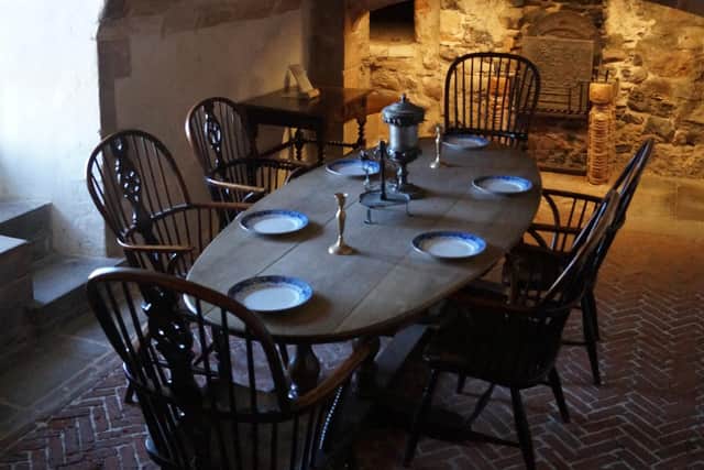 The Lutyens dining table at Lindisfarne Castle.