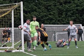 Morpeth Town created a number of chances against Lancaster City before scoring two goals. Picture: George Davidson.
