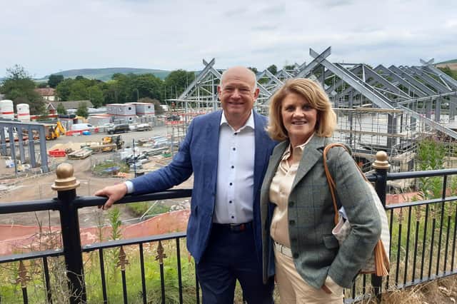 Alan and Eileen Ferguson, owners of the Ad Gefrin distillery and visitor centre under construction in Wooler.