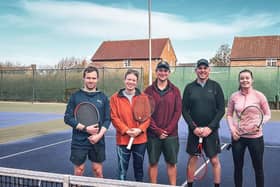 The team that won the Knockout final - Laurence Reeves, Rosanna Curtis, Rich Matthews and Claire Marshall, with team member James Crooks in the centre.
