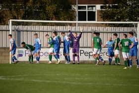 Goalmouth action in the game between Winterton Rangers and Ashington. Picture: Paul Tong