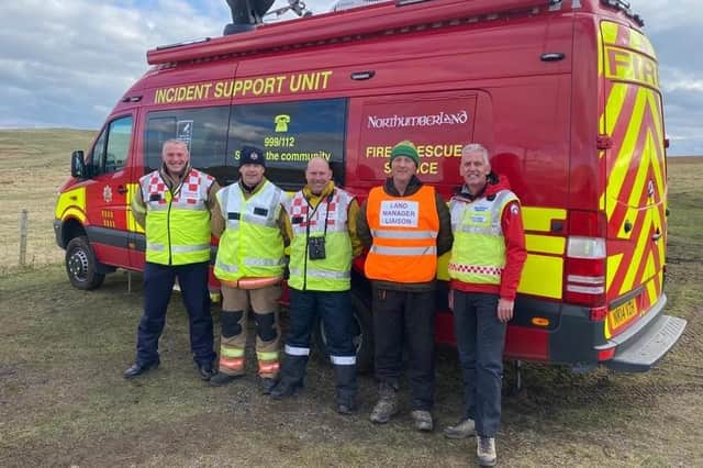 Rob Stewart (Northumberland FRS); Paul Conway (Northumberland FRS); Billy Davison (Northumberland FRS); John Queen (Head Gamekeeper, Linhope Estate); Andrew Miller (Incident Controller at Northumberland National Park Mountain Rescue Team).