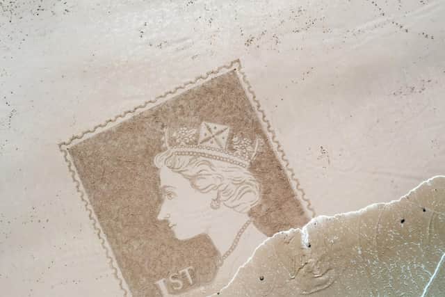 The Queen's stamp portrait at Bamburgh beach. Picture: Claire Eason/Soul 2 Sand
