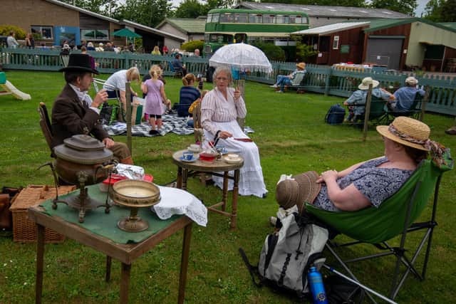 The Time-Travelling Tea Tent picnickers dressed for 1820. Picture by Jim Gibson.