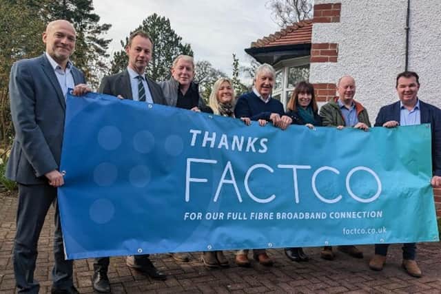 From left, Adrian Marshman, FACTCO MD, Coun Richard Wearmouth, Craig Morley, FACTCO community sales manager, Dr Gillian Noble, local resident, Charles Laidlaw, Sylvia Pringle from iNorthumberland, Simon Tapin, local resident, and Guy Opperman MP.