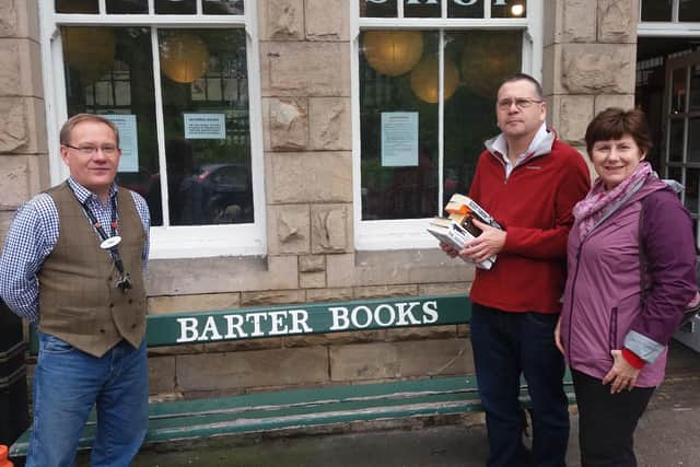 Brian Roffe and Julie Lee-Roffe with Mike Shepherd of Barter Books.
