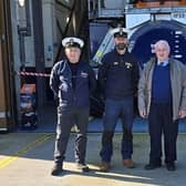 Archbold Dawson, with Neil Calvert, Craig Pringle and Graeme Trotter from Seahouses RNLI.