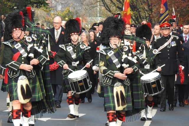 The head of the Remembrance Sunday parade in Morpeth last year. Picture by Anne Hopper.