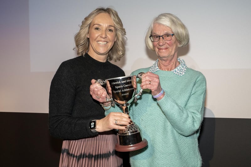 The winner of the Sports Council 2023 Special Achievement Award was Gill Castle.

Gill Castle suffered a birth trauma in 2011 which resulted in her losing her job, suffering from Post Traumatic Stress Disorder and needing a stoma. Gill has turned the negative into a positive and she now raises awareness of birth trauma and stoma and lives life as a “can do” person. She fundraises through various activities such as doing an Iron Man, sky diving, kayaking and open water swimming. In 2022 she founded a charity called Chameleon Buddies raising awareness of child birth defects and trauma. Gill has also twice been to Kenya to improve the conditions for many women there with stomas and to increase their awareness that life can continue as normal.

After training for 3 years, on 12 th September 2023, Gill became the first ever person to swim the English Channel wearing a stoma bag. Her exceptional time for the 21 mile crossing from Dover to Calais was 13 hours and 53 minutes. Most of the swim took place at night.

Gill has raised over £50,000 for her charity from the swim. Gill was unable to attend the award ceremony, so her mother Sally Harrison collected the award from Allison Curbishley.