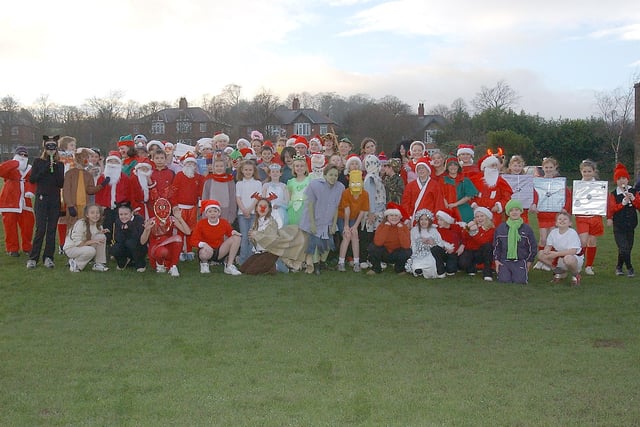 Pupils from Duke's Middle School in Alnwick taking part in the Cross Country Fun Run, which had a comic Christmas theme in December 2004..